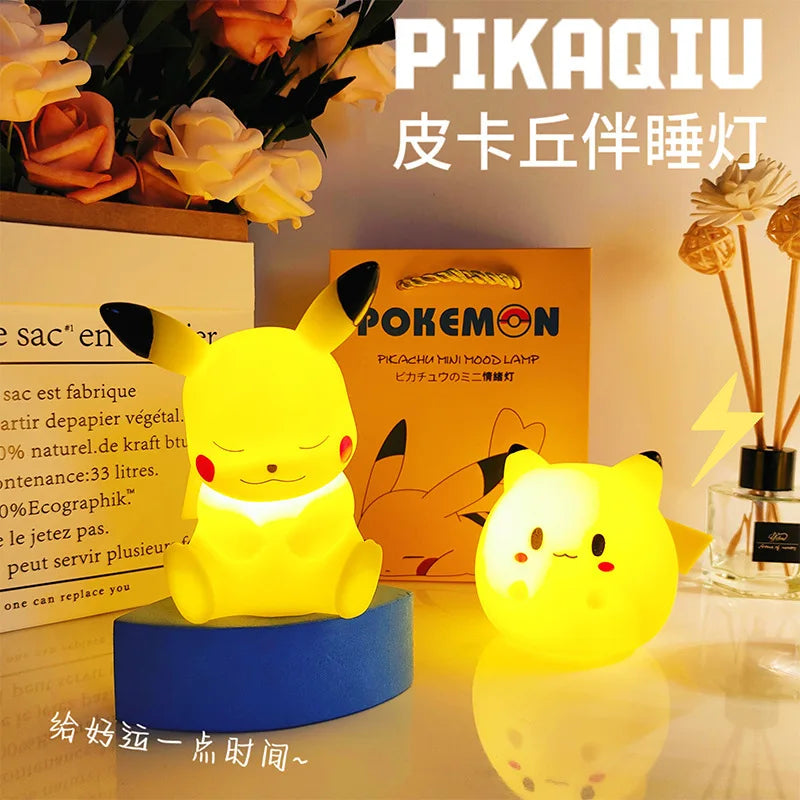 Pokemon Pikachu Night Light Glowing Anime Figures Toy Bedside Led Lamp with Box and Gift Bag Kawaii Children Birthday Gift